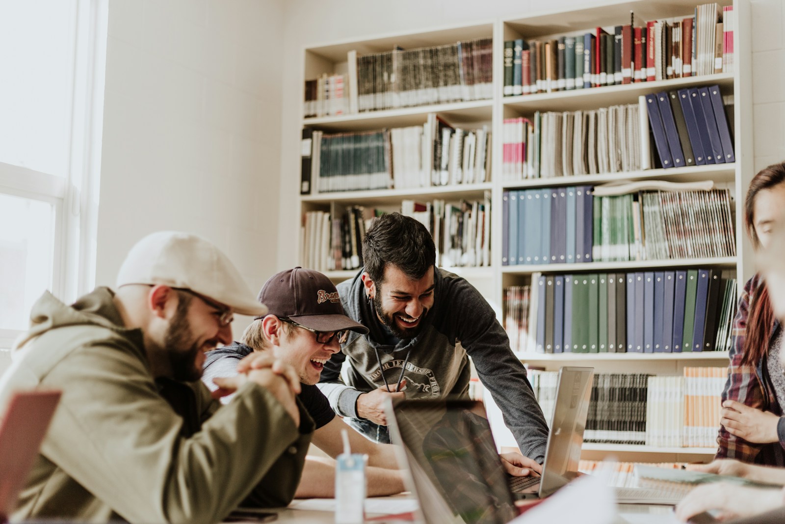 A diverse group of adult students studying together